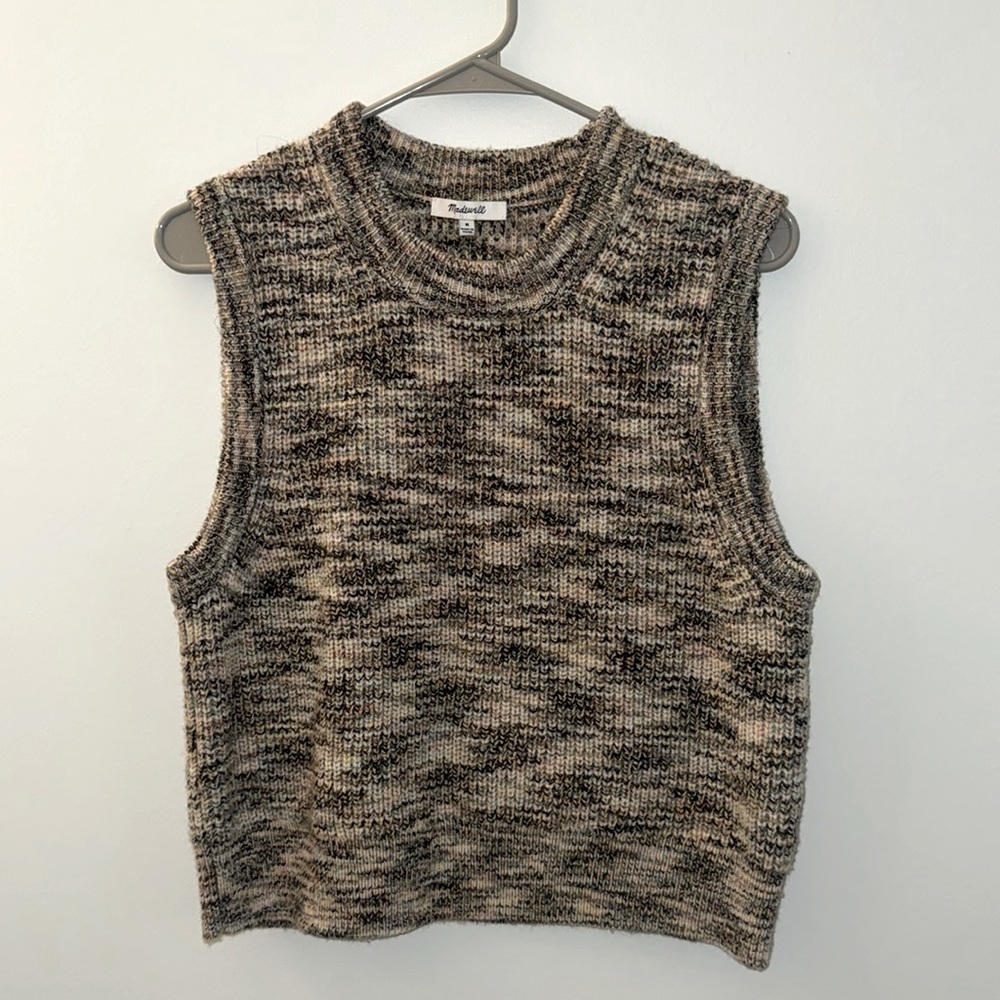 Madewell Brown and Cream Knit Sweater Vest